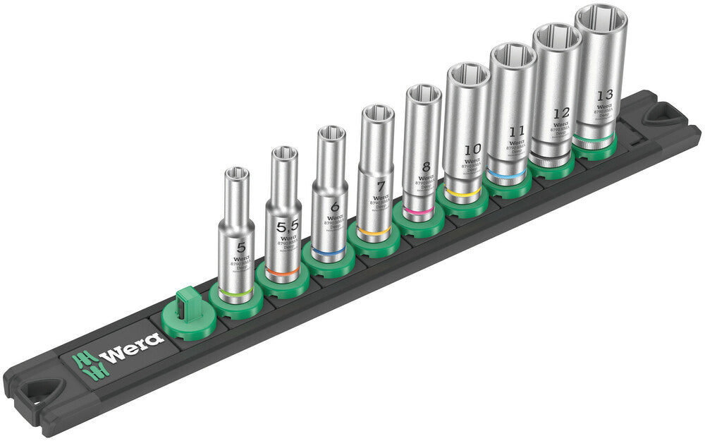 Wera 05005410001, Magnetic socket rail A Deep 1 socket set, 1/4" drive