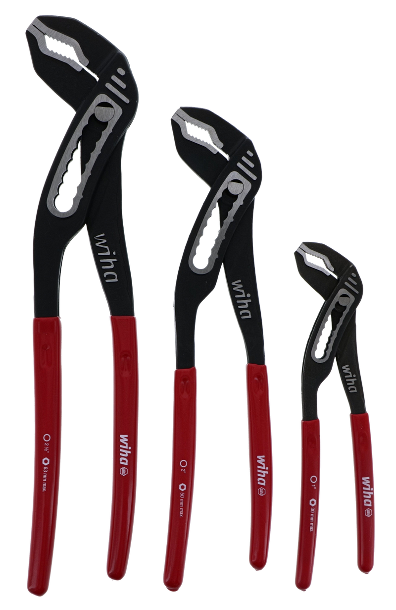 Wiha 32670 3 Piece Classic Grip V-Jaw Tongue and Groove Pliers Set