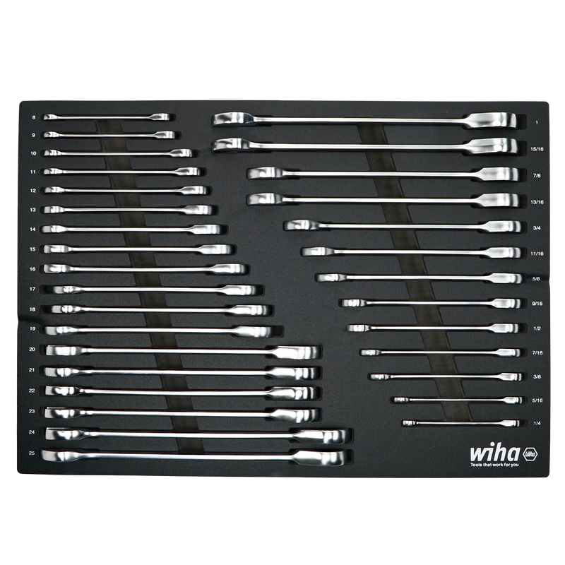 Wiha 30392 31 Piece Ratcheting Wrench Tray Set - SAE and Metric