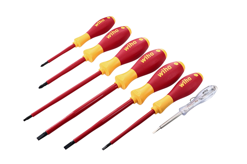 Wiha 32087 7 Piece Insulated SoftFinish Screwdriver and Voltage Detector Set