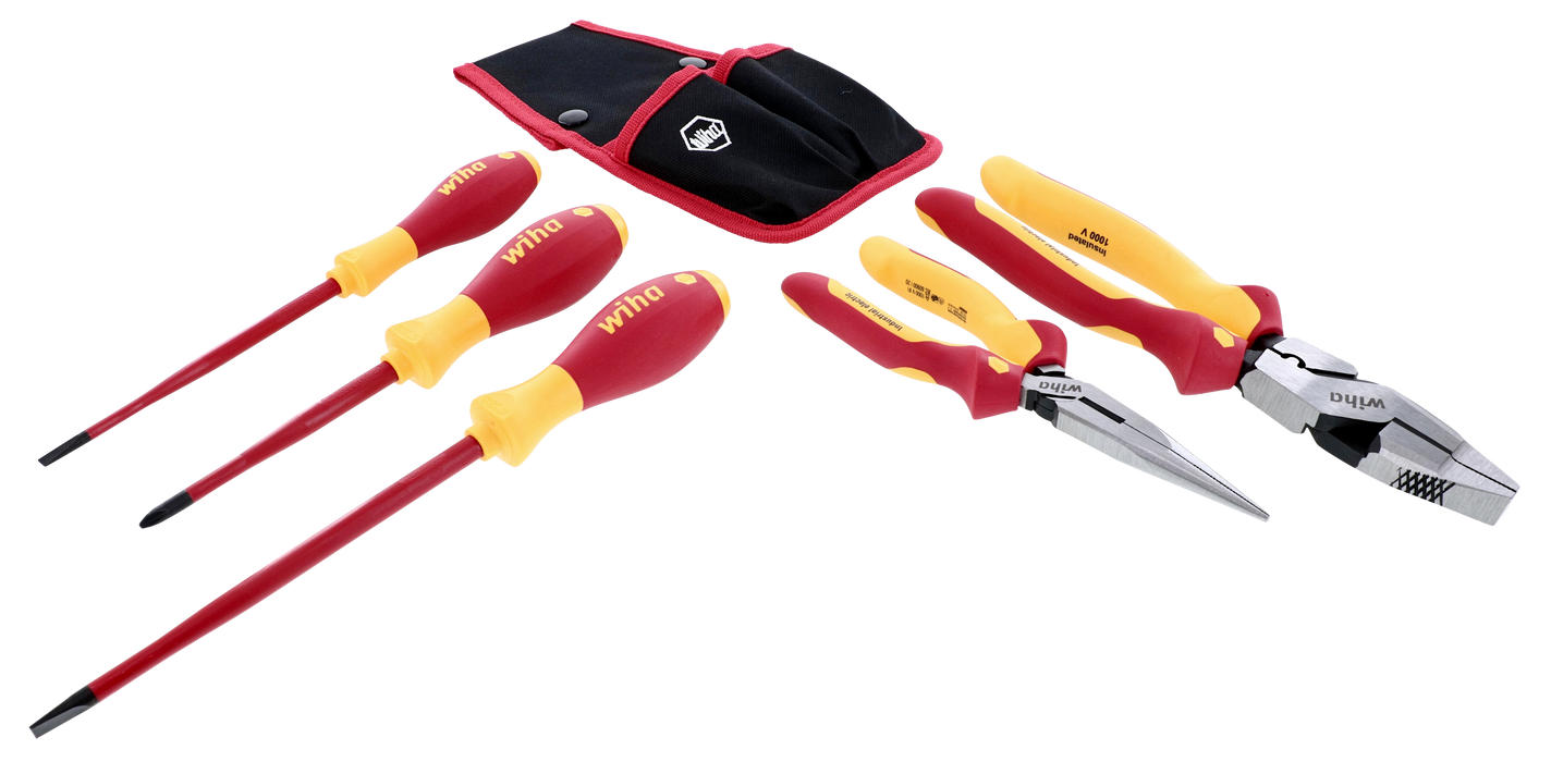 Wiha 32875 5 Piece Insulated Pliers and Cutters with SlimLine Screwdrivers Set