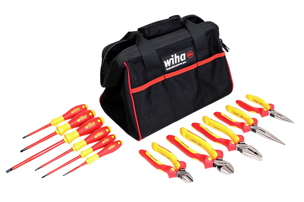 Wiha 32977 11 Piece Master Electrician's Insulated Tool Set in Canvas Tool Bag