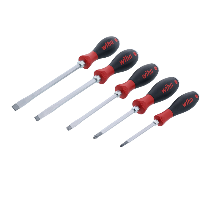 Wiha 53095 5 Piece SoftFinish X Heavy Duty Slotted and Phillips Screwdriver Set