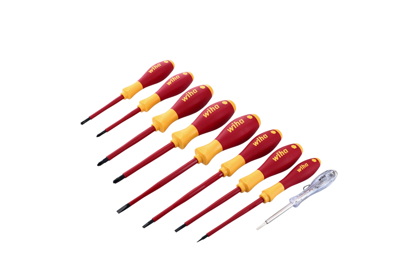Wiha 32089 9 Piece Insulated SoftFinish Screwdriver and Voltage Detector Set