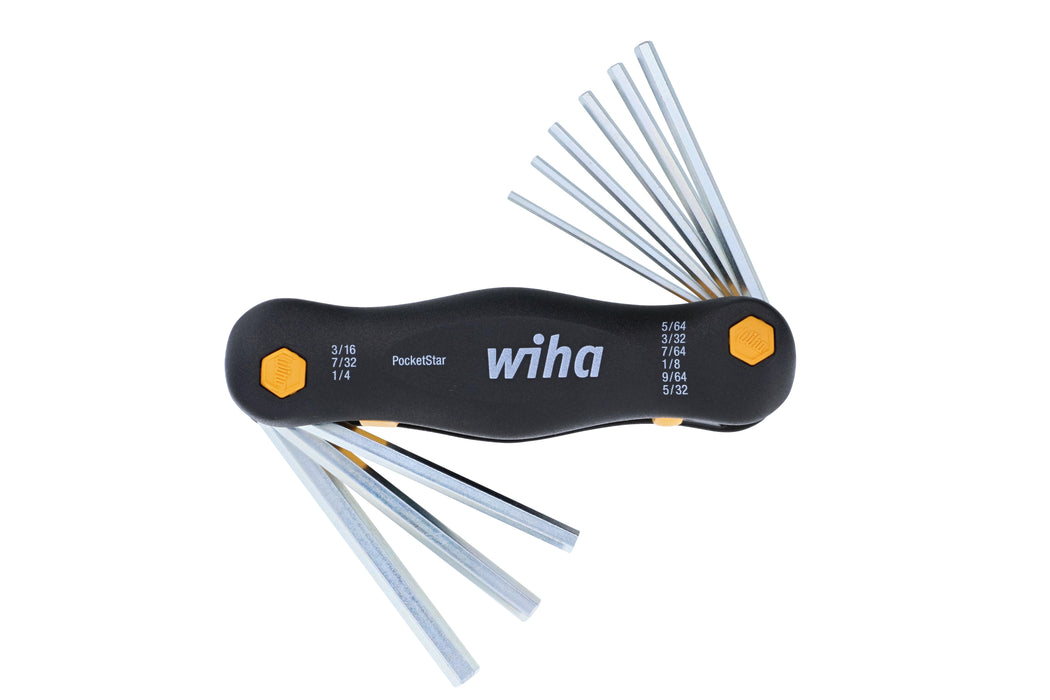 Wiha 35197 9 Piece PocketStar Fold-Out Hex Key Set - SAE